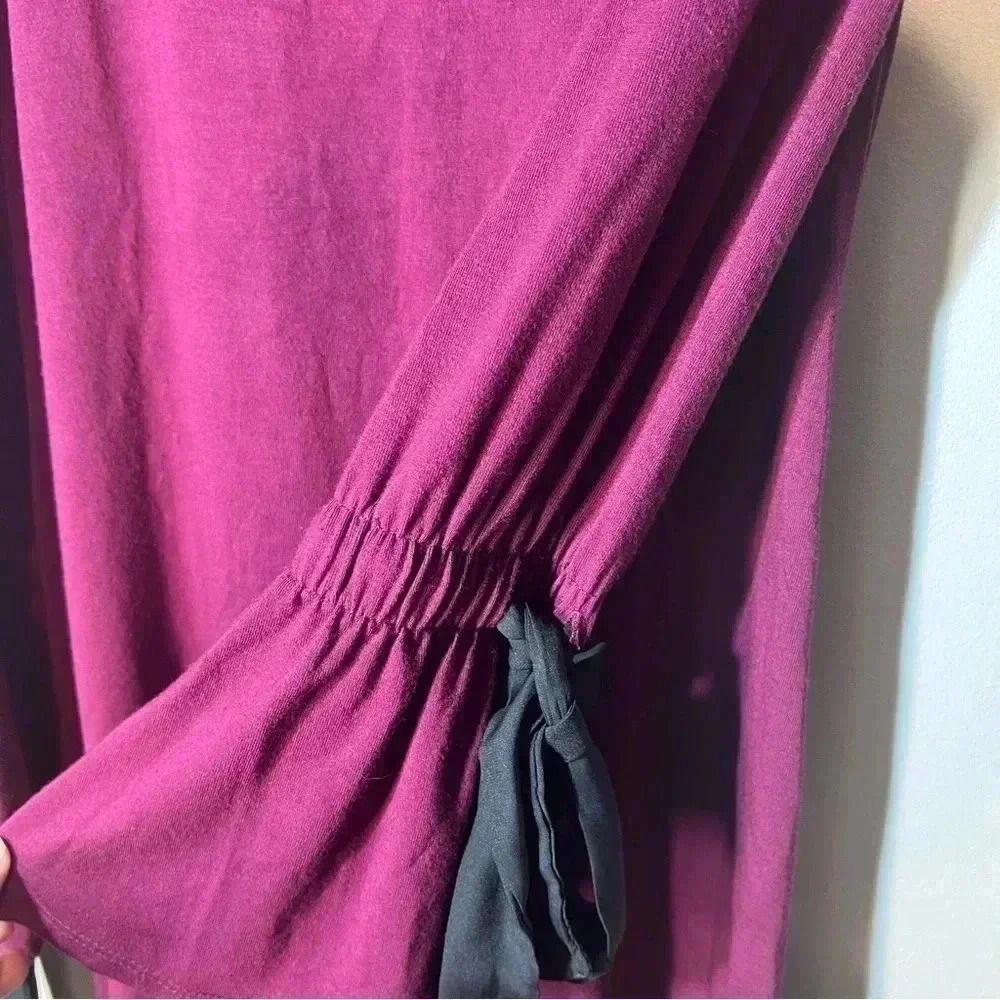 Cupio tunic dress burgundy bell long sleeves  size large - Picture 4 of 6